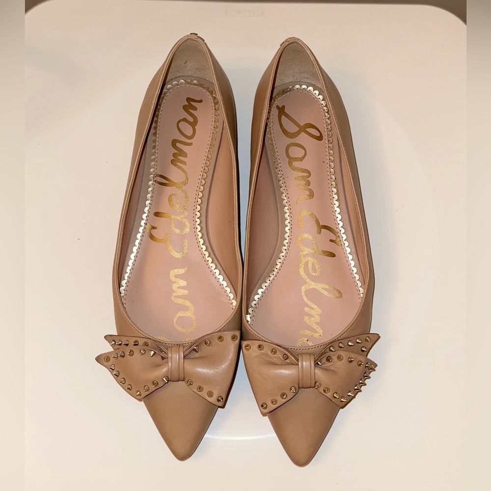 Sam Edelman Brown Studded Bow Flats